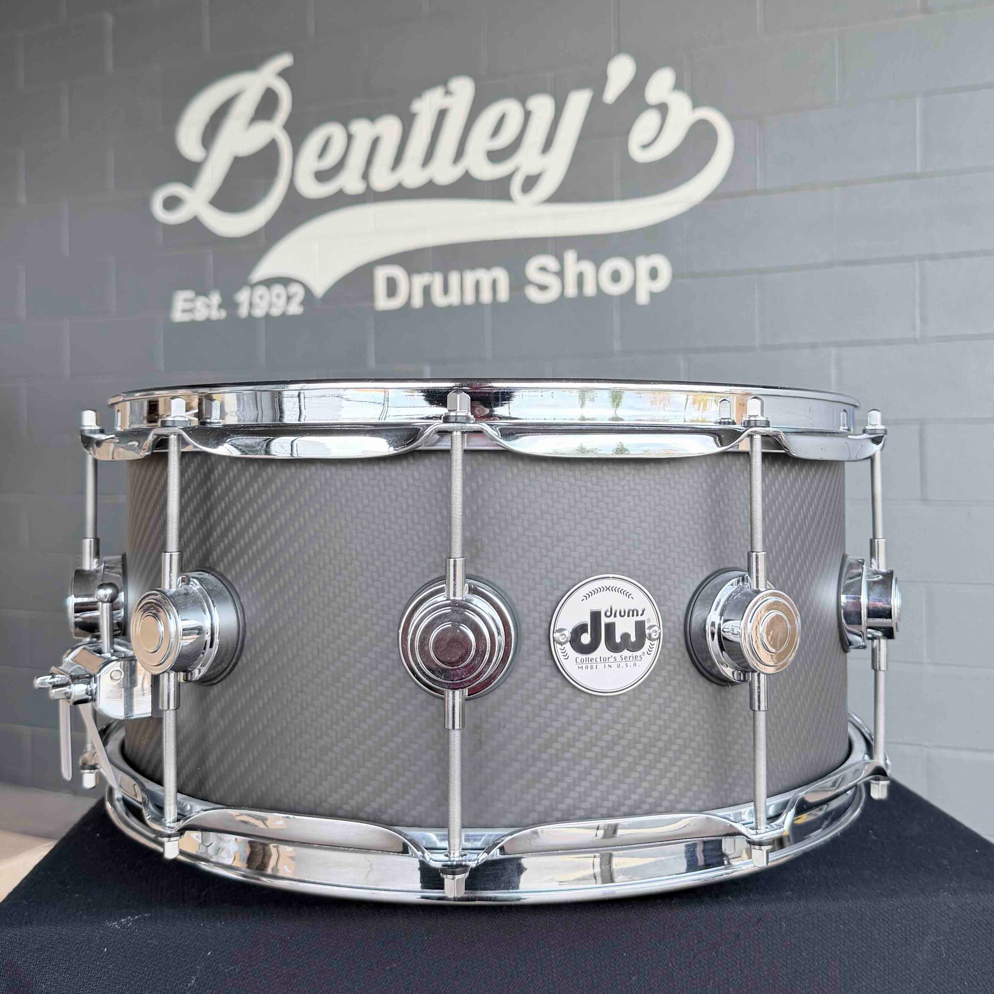 Caisse claire en fibre de carbone DW 6,5 x 14 pouces avec matériel chromé